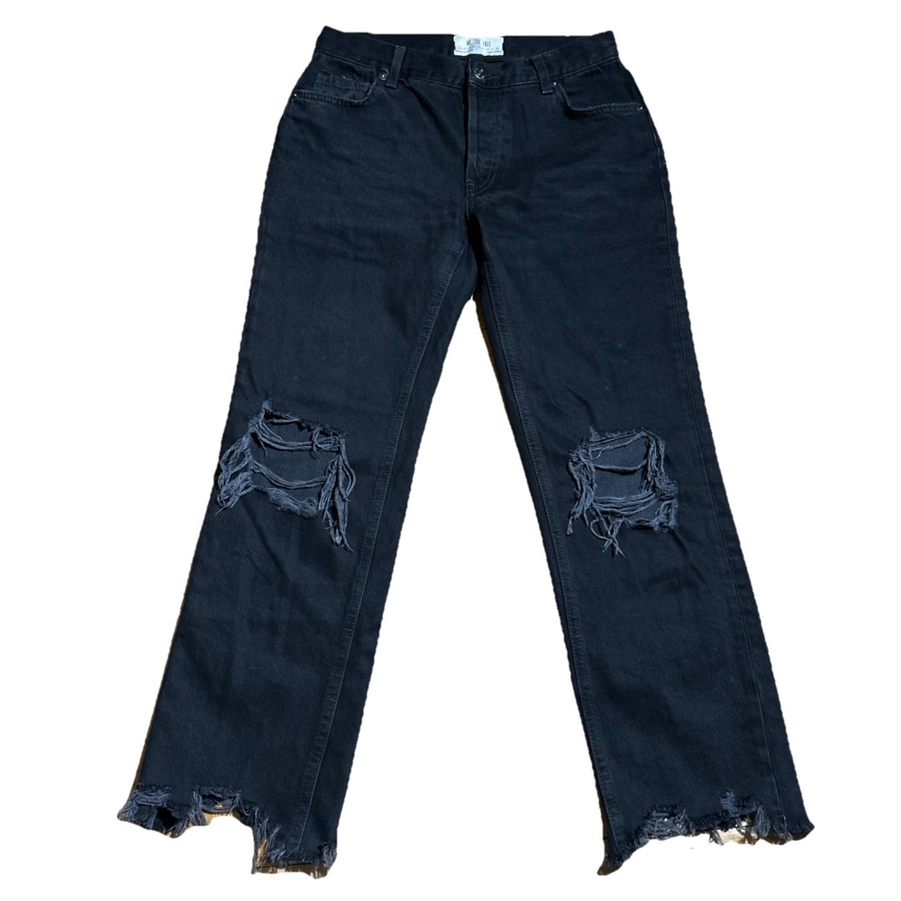 Free People We The Free Jeans Women's 24 Black Maggie‎ Mid Rise Straight Leg
